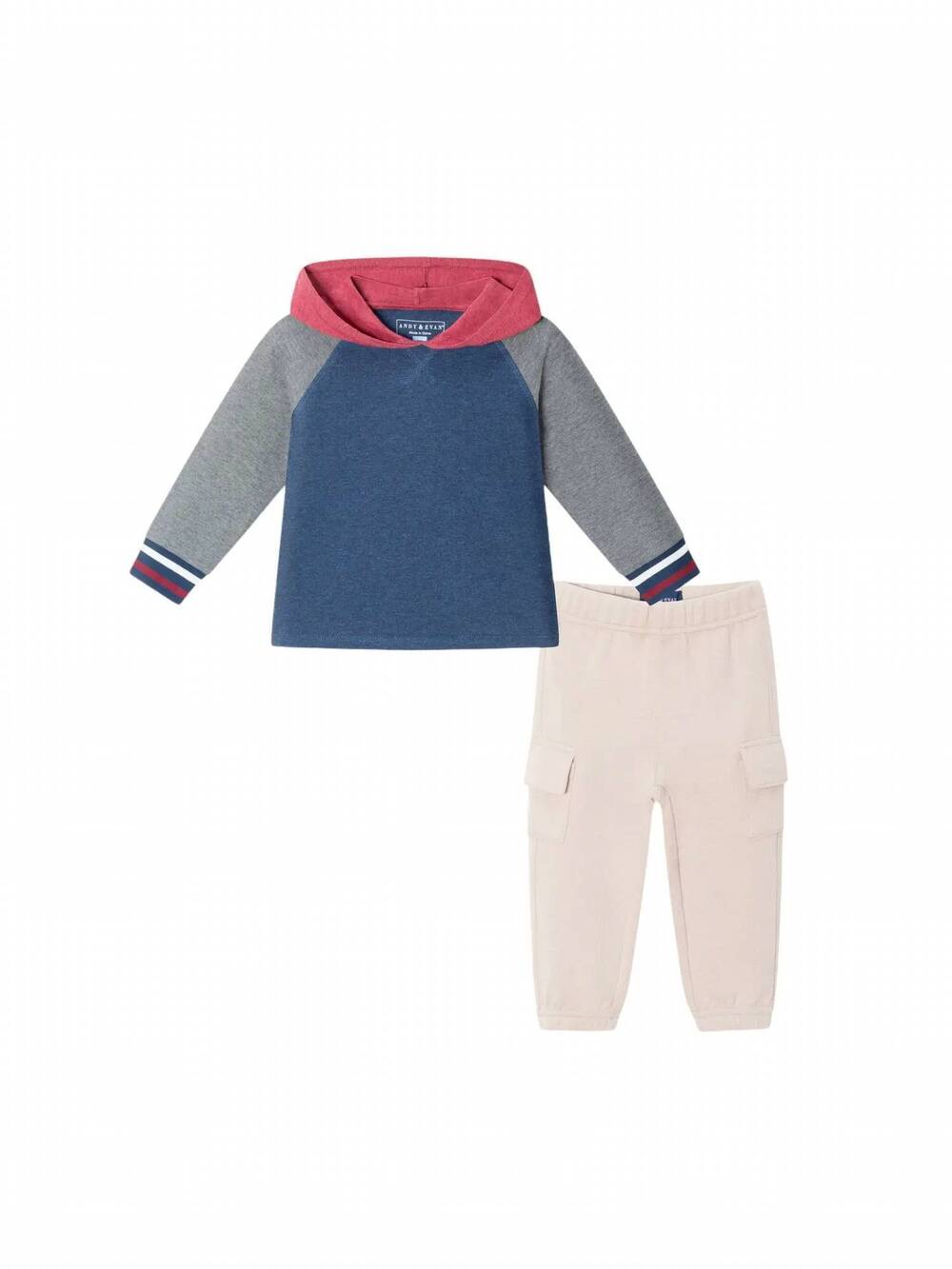 NEW ANDY & EVAN kid's hooded jersey tee and jogger set in red, navy, grey